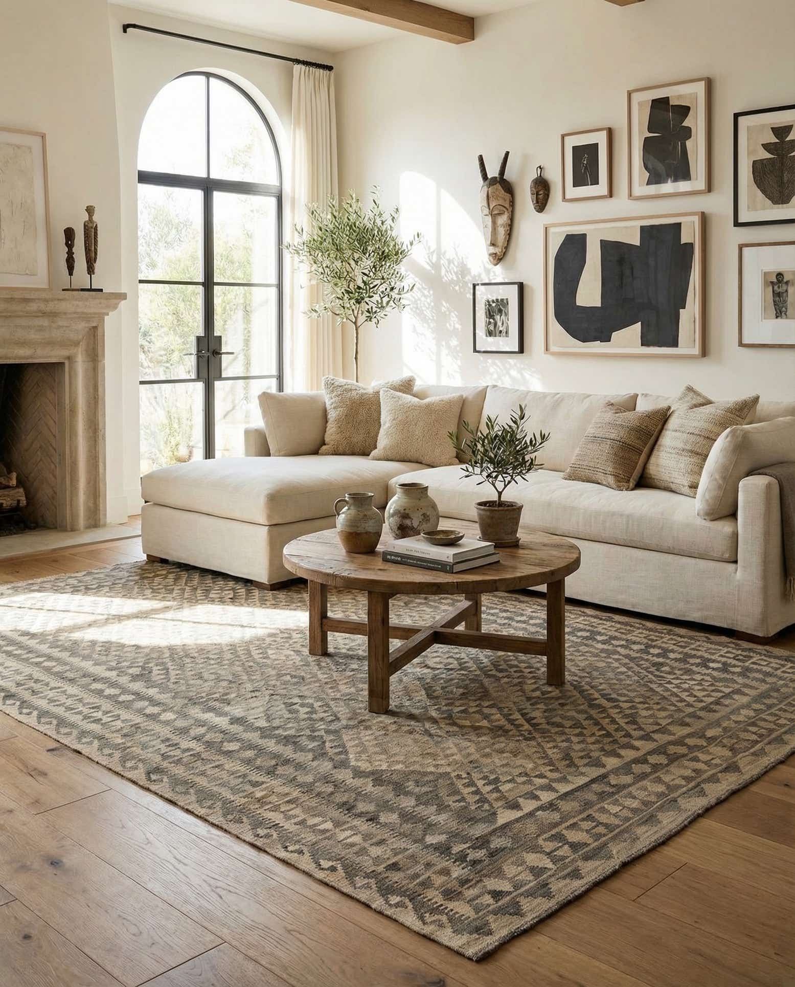6' 10 x 9' 8 Hand Woven Kilim Maymana Wool Rug