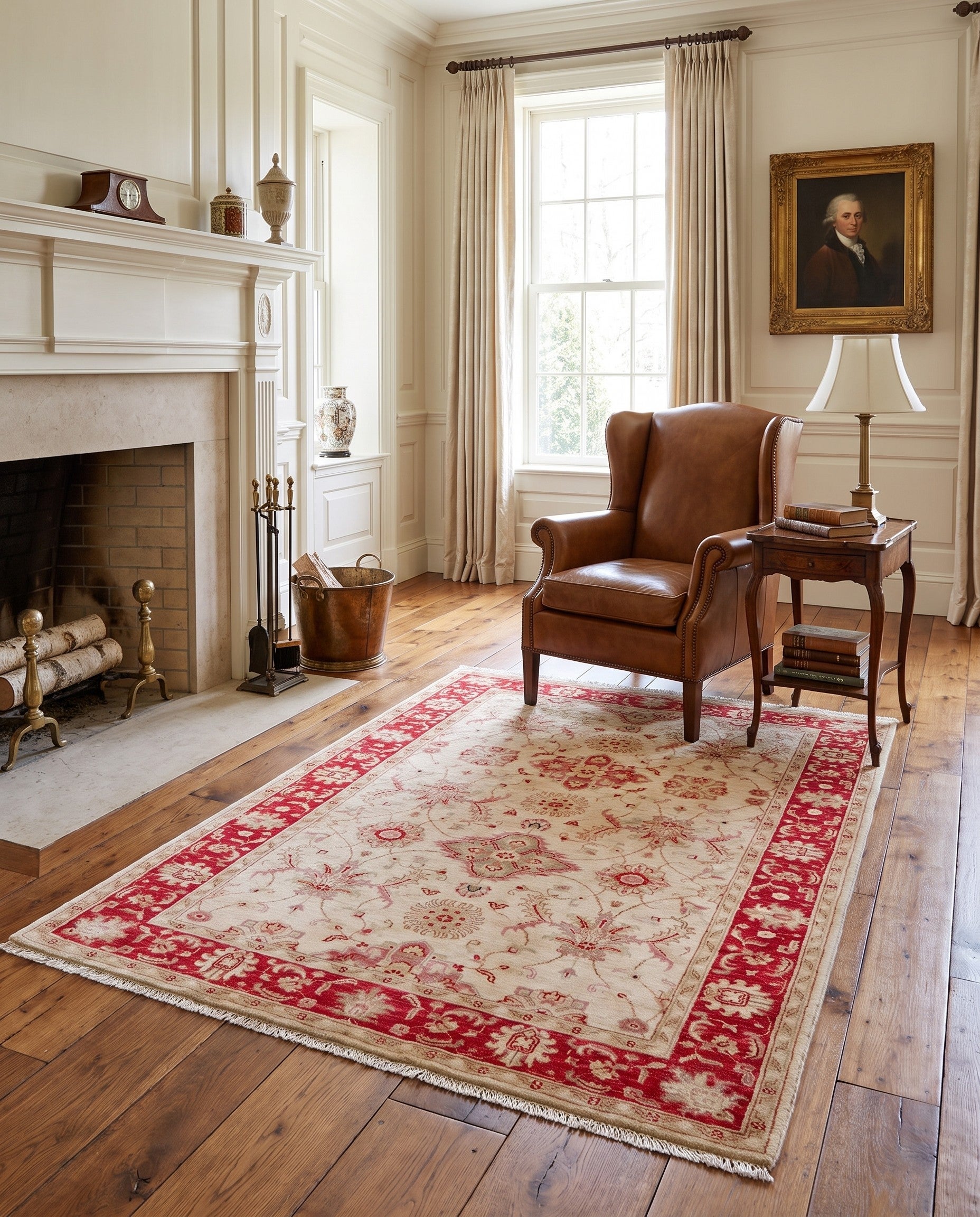 4' x 5' 7 Hand Knotted Peshawar Ziegler Rug