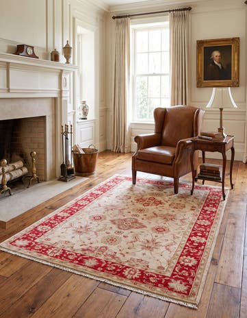 4' x 5' 7 Hand Knotted Peshawar Ziegler Rug
