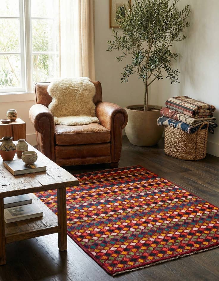 Detail image of 4' x 5' 10  Hand Knotted Balouch Wool Rug