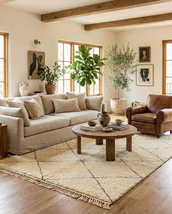 7' 1 x 9' 9 Hand Knotted Moroccan Wool Rug