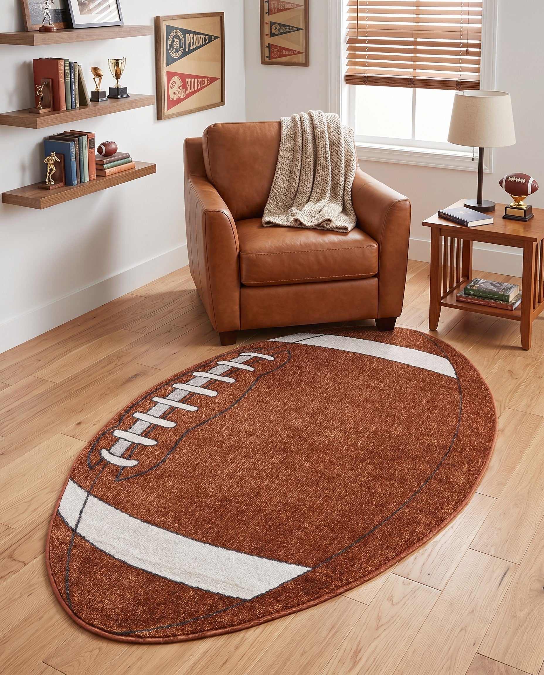 3' 3 x 5' 3 Sports Washable Oval Rug