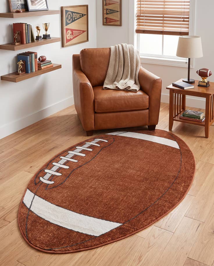 Detail image of 3' 3 x 5' 3 Sports Washable Oval Rug