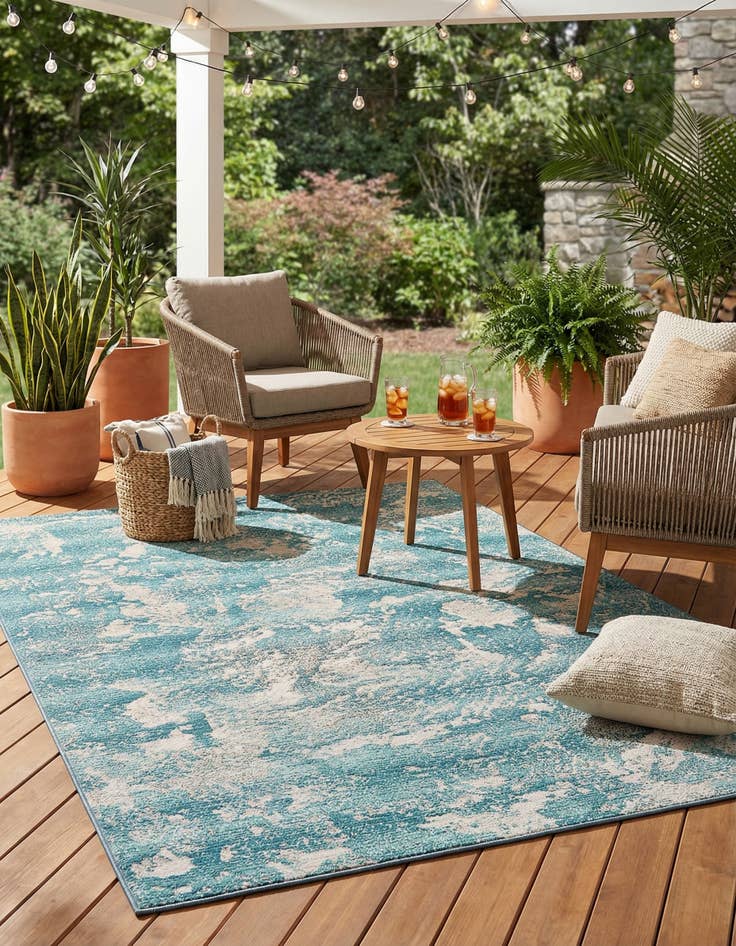 Detail image of 5' x 8'  Washable Modern Indoor / Outdoor Rug