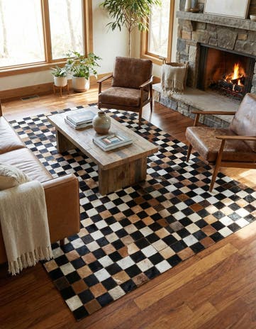 5' 1 x 7' 10 Cowhide Leather Rug