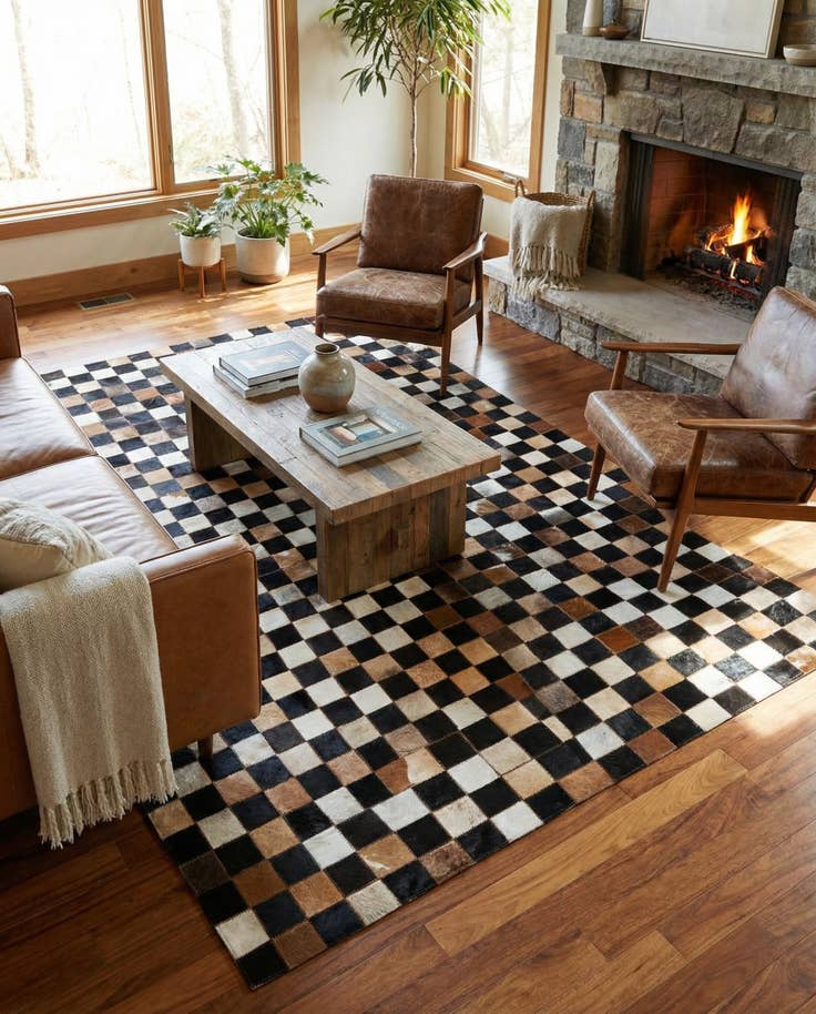 Detail image of 5' 1 x 7' 10 Cowhide Leather Rug