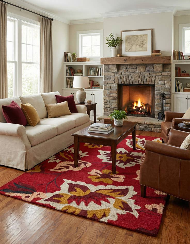 Detail image of 5' 1 x 8' Agra Wool Rug