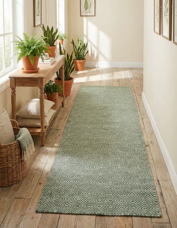 2' x 8' Hand Woven Geo Trellis Flatweave Runner Rug