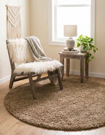 4' x 4' Solid Shag Round Rug