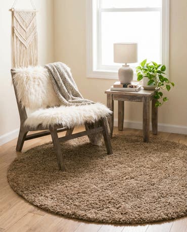  4' x 4' Solid Shag Round Rug
