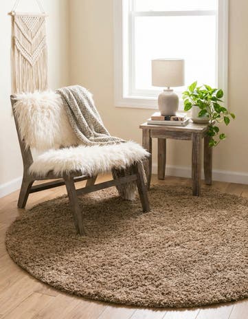 4' x 4' Solid Shag Round Rug