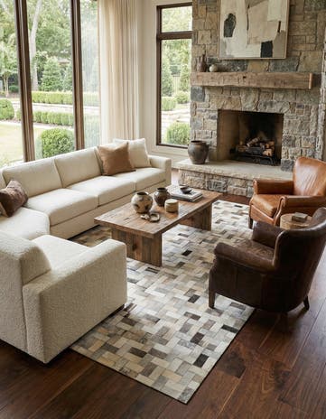 5' 1 x 8' Cowhide Stocks Rug