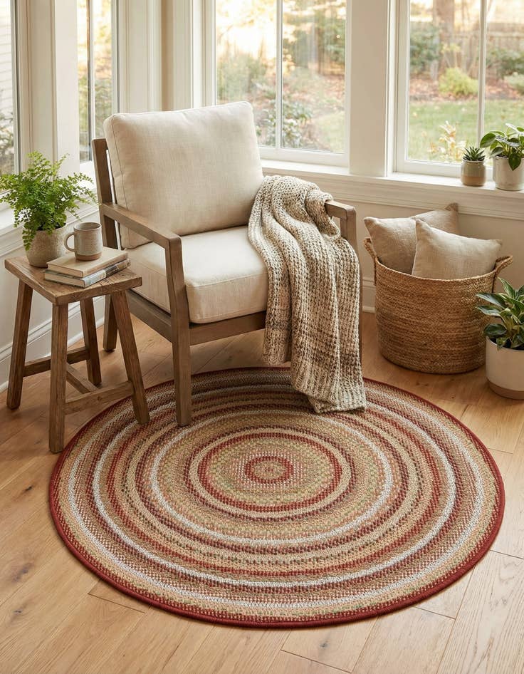 Detail image of 3' 3 x 3' 3  Washable Baja Indoor / Outdoor Round Rug