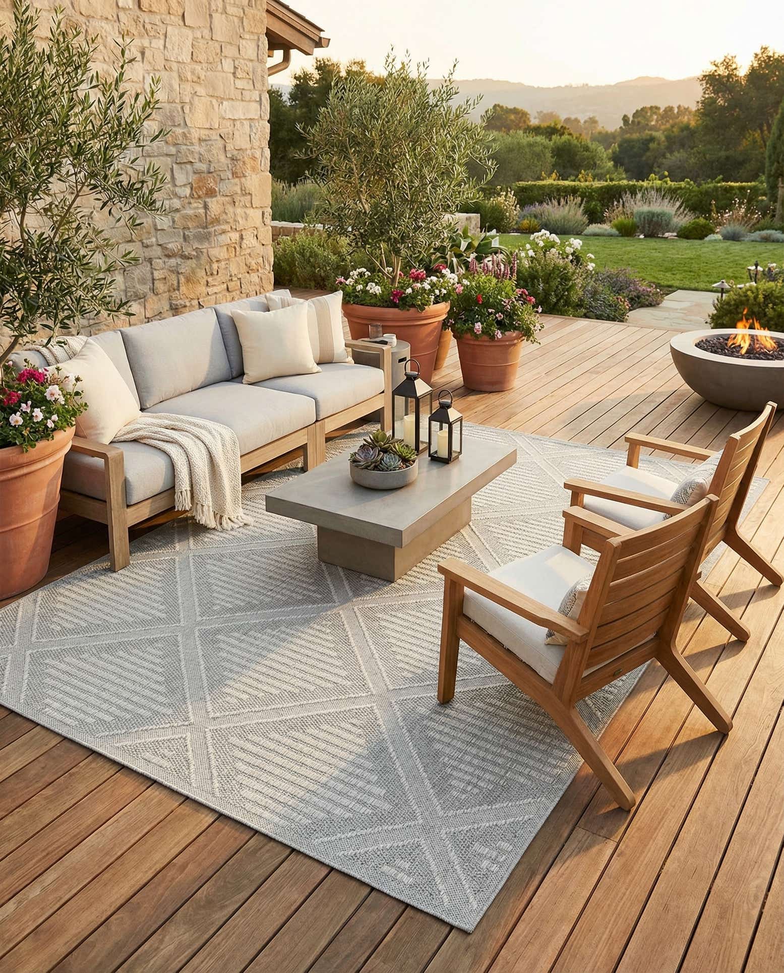 10' x 14' 1 Easy-Clean Lattice Indoor / Outdoor Rug