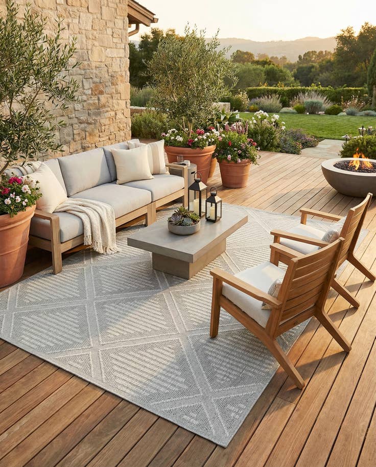 Detail image of 10' x 14' 1 Easy-Clean Lattice Indoor / Outdoor Rug