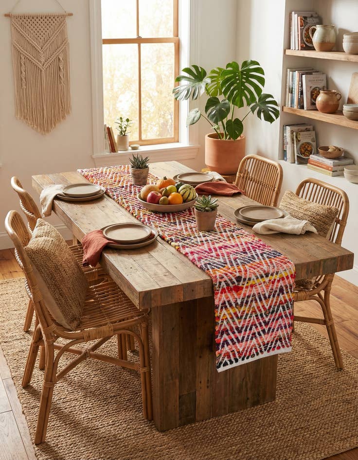 Detail image of  1' 2 x 5' 1  Hand Woven Chindi Chevron Table Runner Rug
