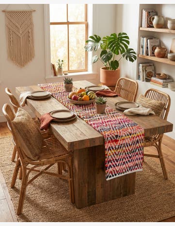 Hand Woven Chindi Chevron Table Runner Rug