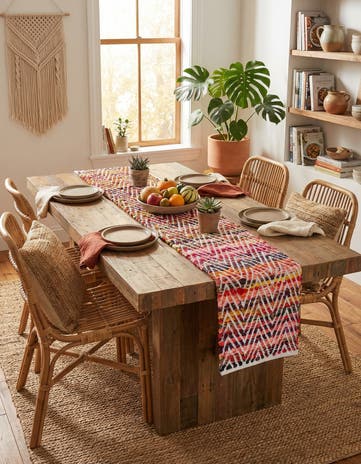 1' 2 x 5' 1 Hand Woven Chindi Chevron Table Runner Rug