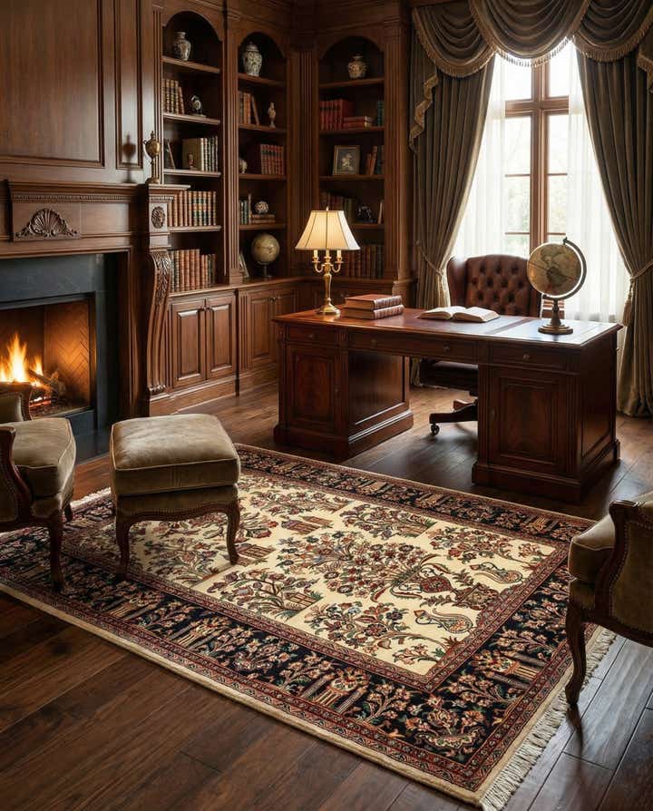 4' 6 x 6' 6 Hand Knotted Qom Persian Rug