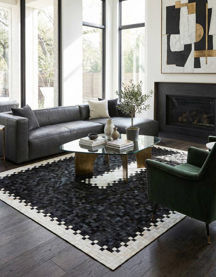 Detail image of 8' x 9' 9 Cowhide Stocks Rug