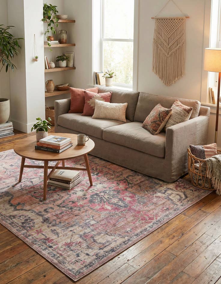 Detail image of 6' x 6'  Washable Nostalgia Square Rug