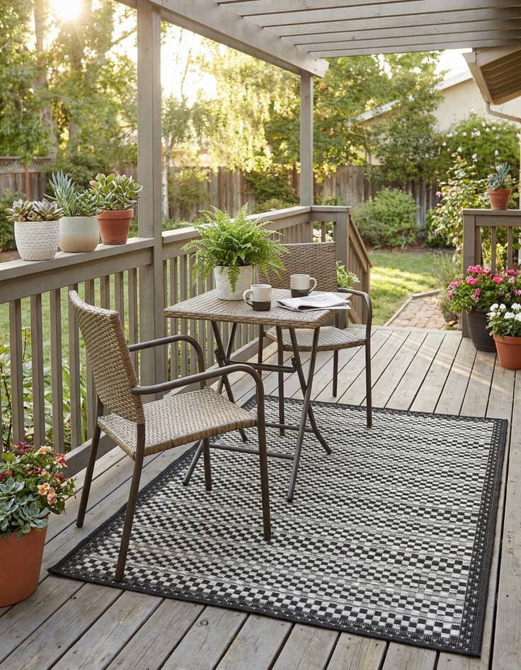 Detail image of 2' 2 x 3'  Washable Border Indoor / Outdoor Rug