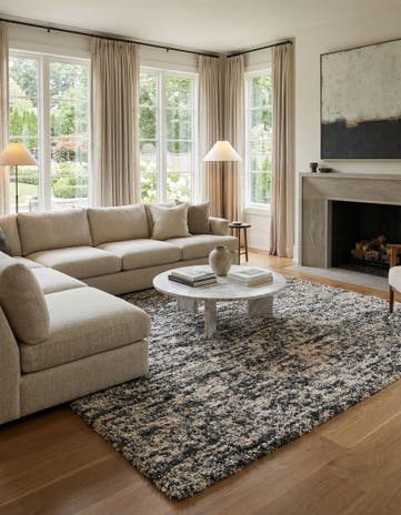 Salt and Pepper Hand Woven Haka Deluxe Shag Square Rug