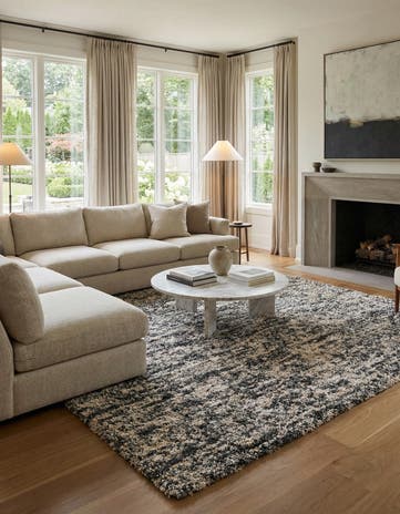 Salt and Pepper Hand Woven Haka Deluxe Shag Square Rug