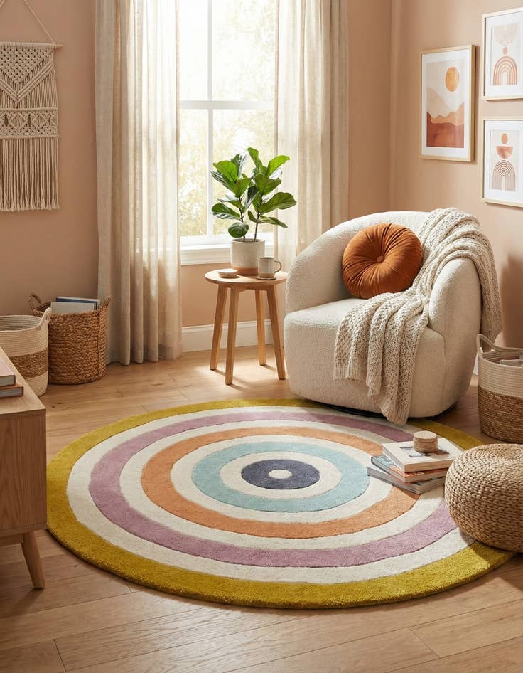 Detail image of  3' 1 x 3' 1 Hand Tufted Wool Round Rug