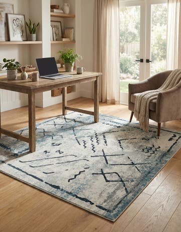 Ivory Gray Kamala Washable Square Rug