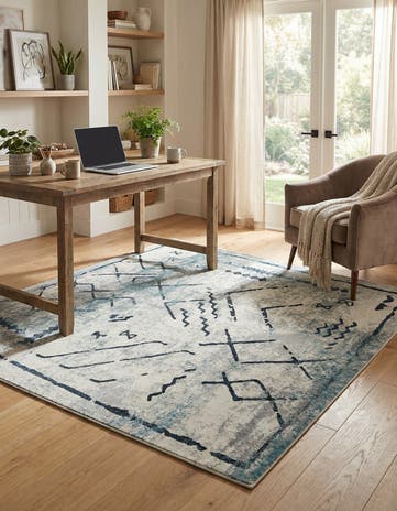 Ivory Gray Kamala Washable Square Rug