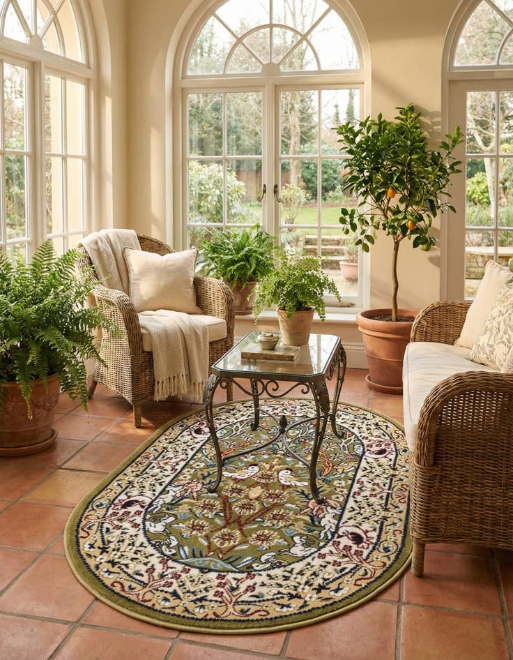 Detail image of 2' x 3' Nain Design Oval Rug