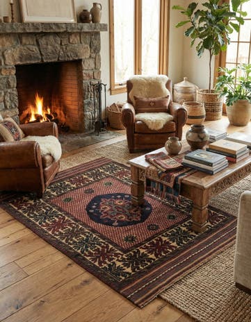 4' 1 x 6' 3 Hand Knotted Sumak Wool Rug