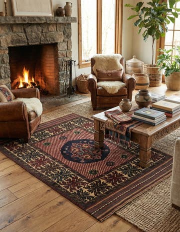 4' 1 x 6' 3 Hand Knotted Sumak Wool Rug