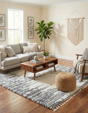 White Serenity Shag Square Rug