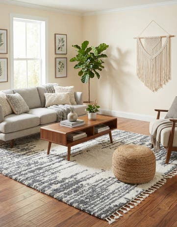 White Serenity Shag Square Rug