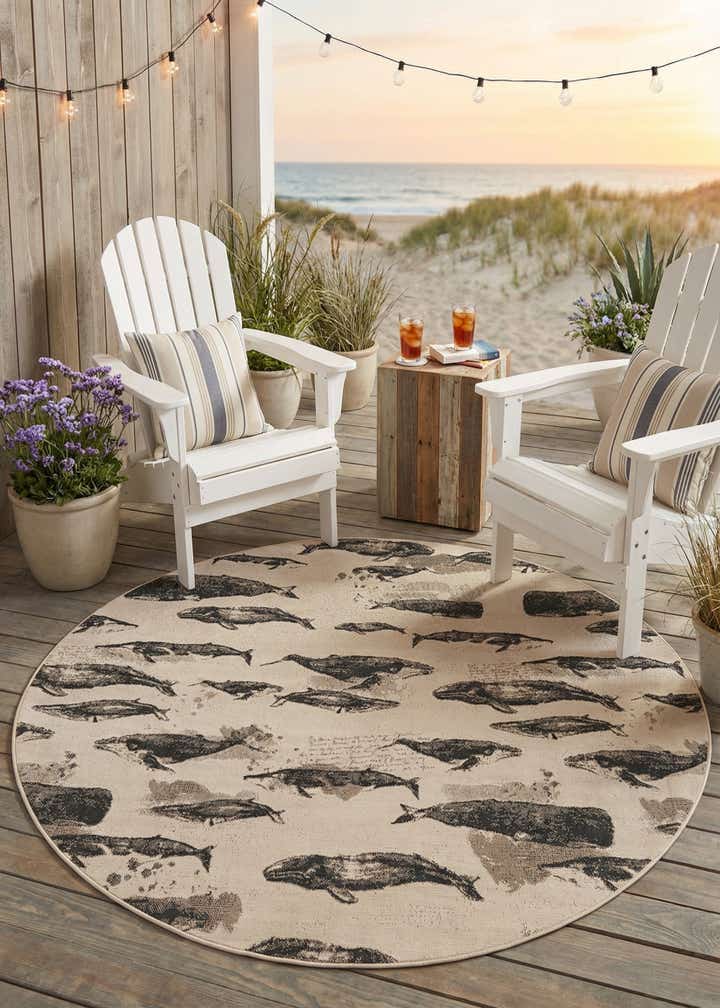 6' x 6' Easy-Clean Coastal Indoor / Outdoor Round Rug