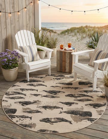 6' x 6' Easy-Clean Coastal Indoor / Outdoor Round Rug