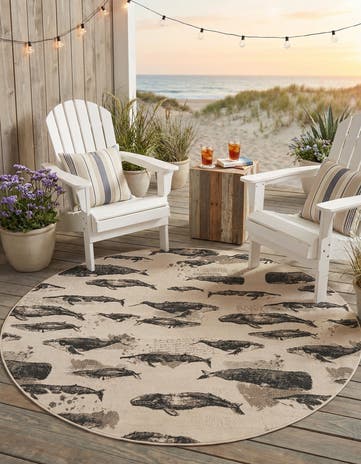 6' x 6' Easy-Clean Coastal Indoor / Outdoor Round Rug