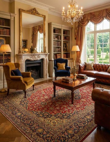 9' 8 x 12' 5 Kashan Wool Rug