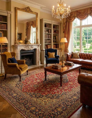 9' 8 x 12' 5 Kashan Wool Rug