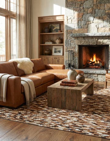 8' 1 x 9' 9 Cowhide Leather Rug