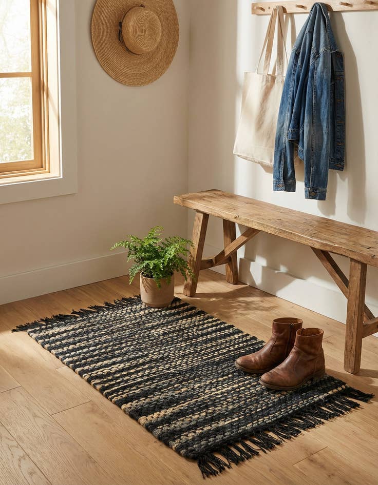 Detail image of 2' x 3' 1  Hand Woven Chunky Jute Rug