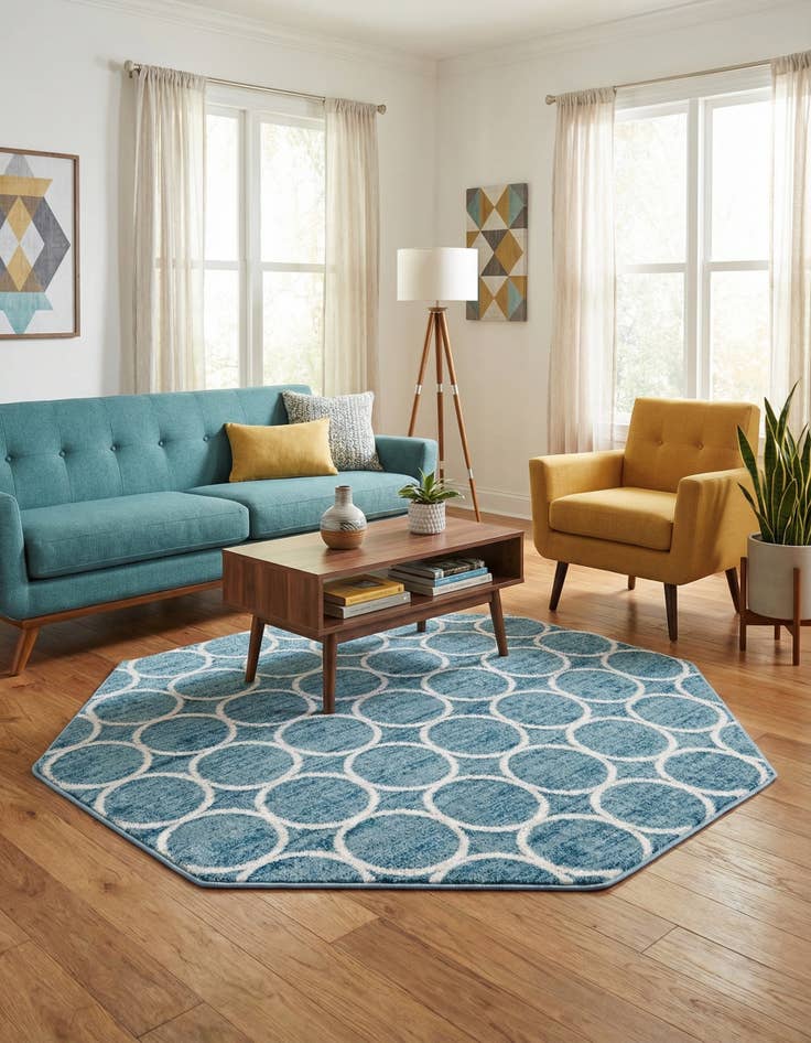 Detail image of 5' 3 x 5' 3 Lattice Trellis Octagon Rug