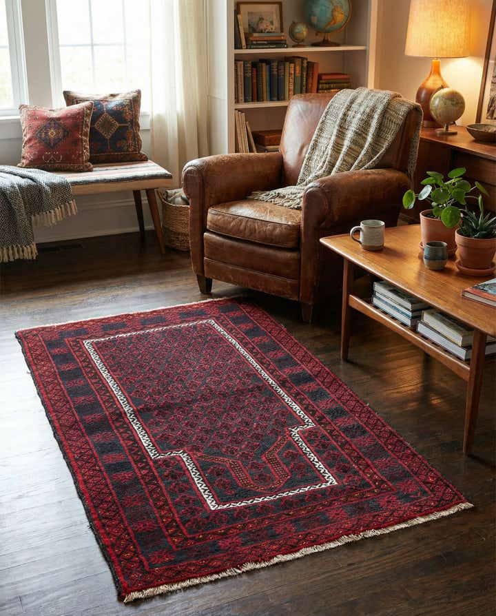 3' x 4' 11 Hand Knotted Afghan Ersari Wool Rug