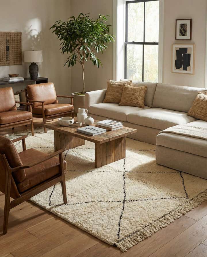 6' 8 x 9' 8 Hand Knotted Moroccan Wool Rug