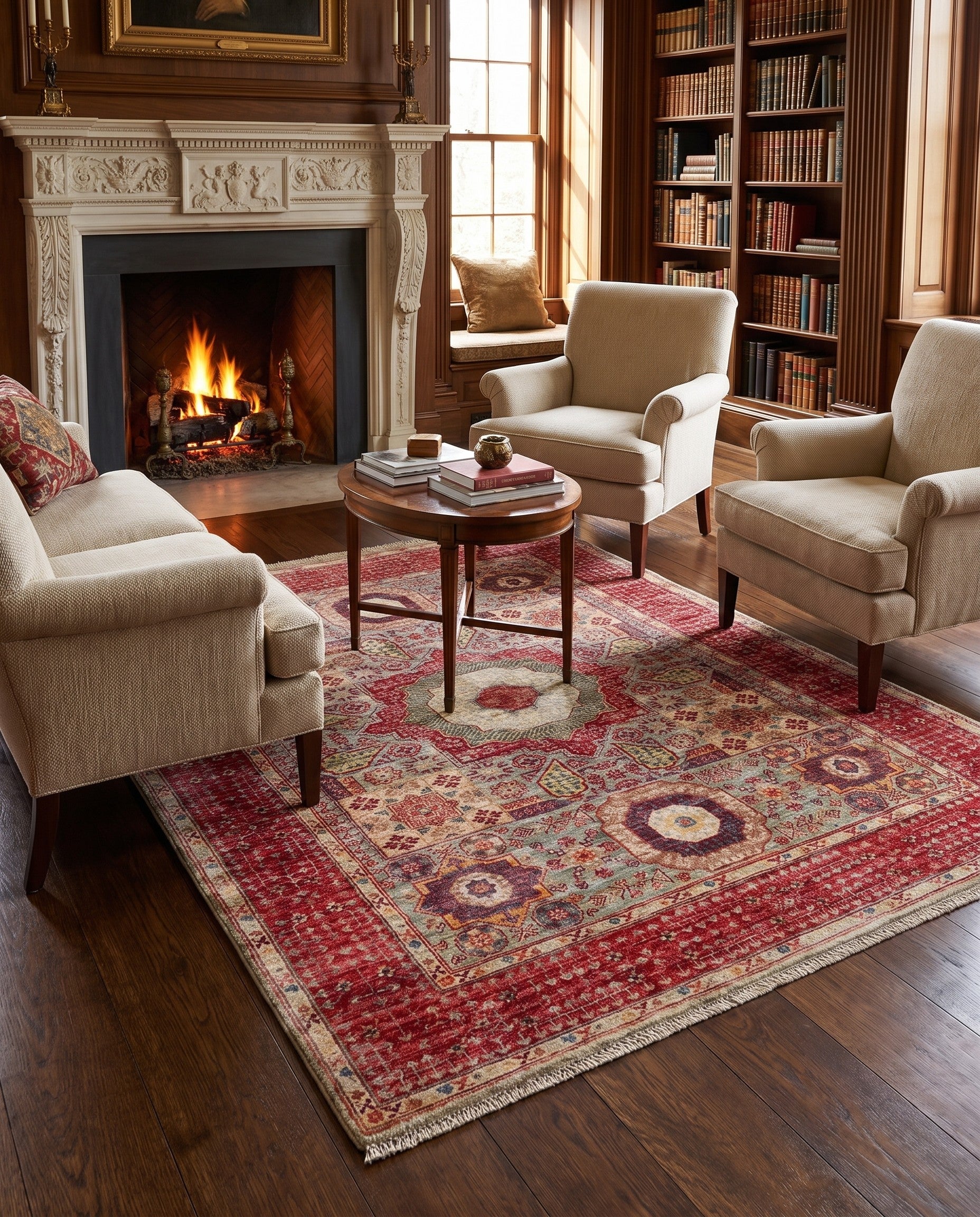 5' 1 x 6' 2 Hand Knotted Mamluk Ziegler Rug