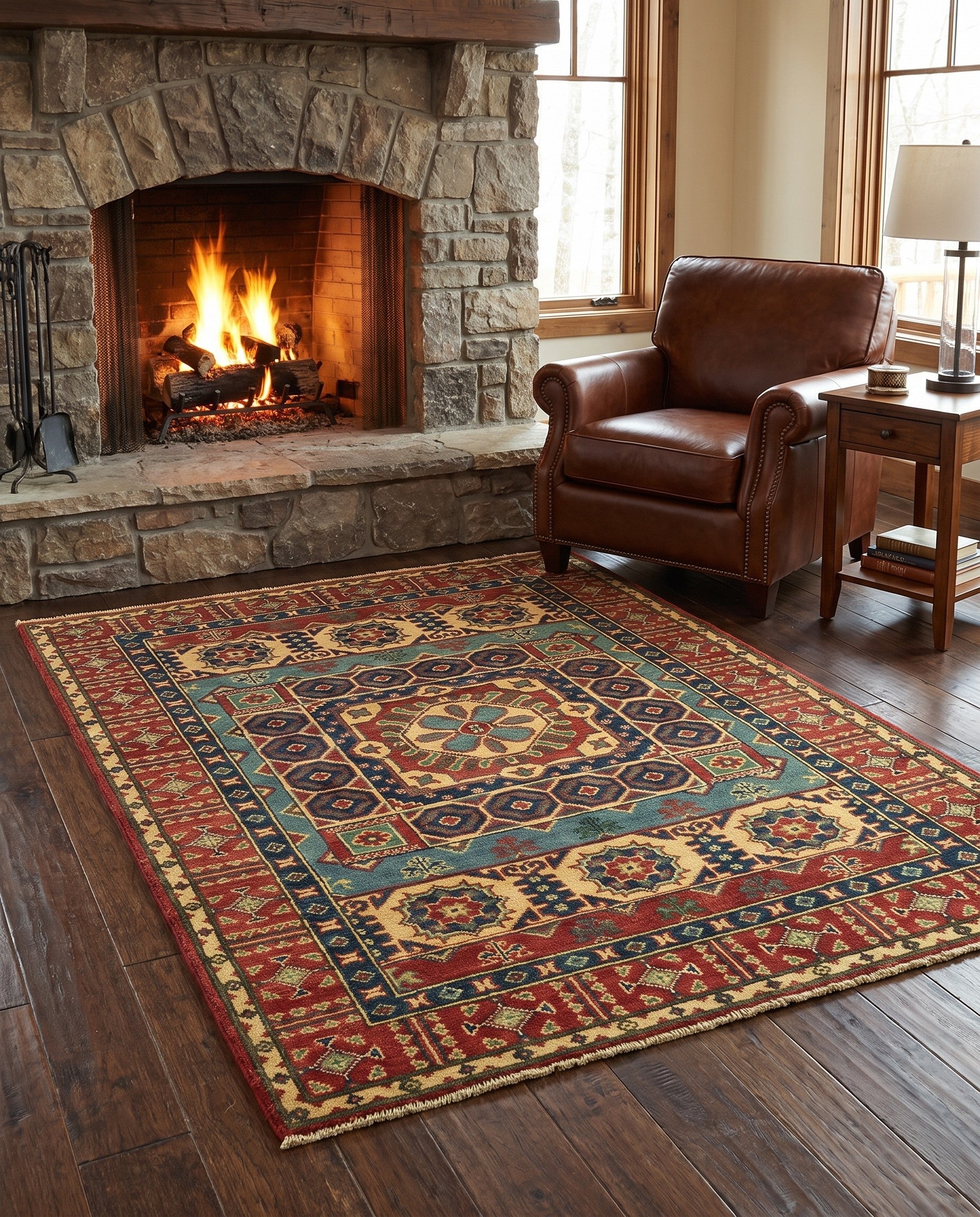 4' x 5' 8 Hand Knotted Kazak Rug