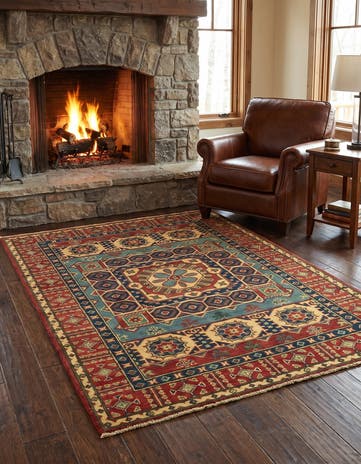 4' x 5' 8 Hand Knotted Kazak Rug