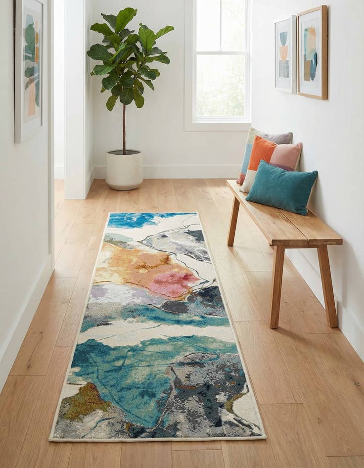 Detail image of 2' x 8' Easy-Clean Modern Indoor / Outdoor Runner Rug